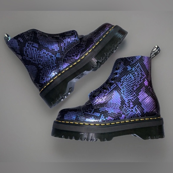 Dr. Martens Sinclair Boots Womens Size 8 Purple Snake Platform Zip Lace Up New - Picture 2 of 5